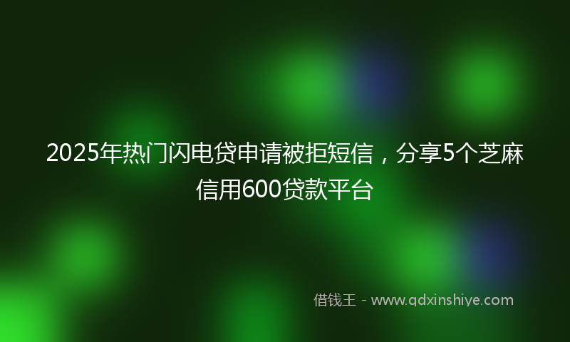 2025年热门闪电贷申请被拒短信，分享5个芝麻信用600贷款平台