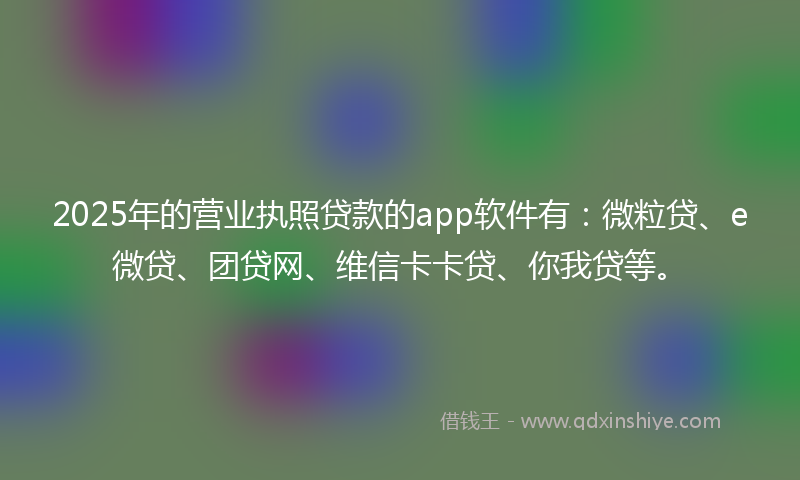 2025年的营业执照贷款的app软件有：微粒贷、e微贷、团贷网、维信卡卡贷、你我贷等。