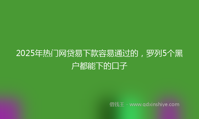 2025年热门网贷易下款容易通过的，罗列5个黑户都能下的口子