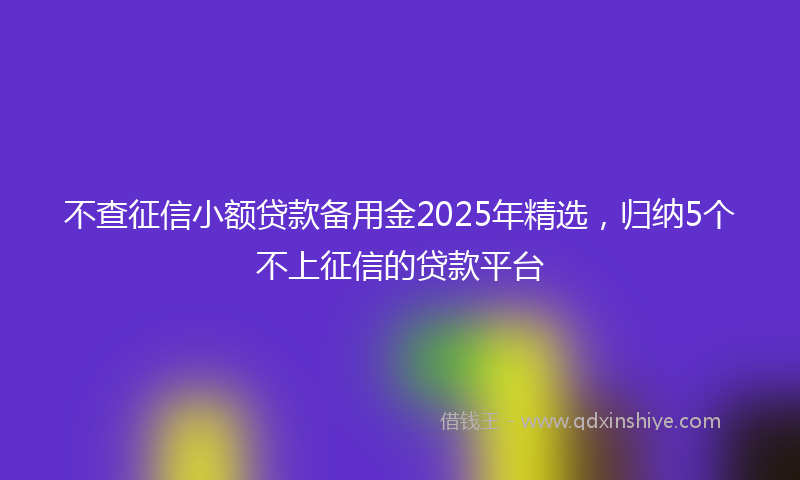 不查征信小额贷款备用金2025年精选，归纳5个不上征信的贷款平台