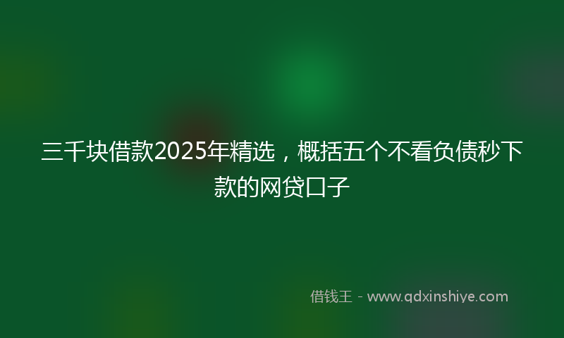 三千块借款2025年精选，概括五个不看负债秒下款的网贷口子