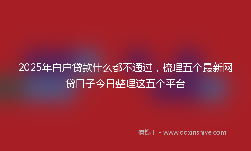 2025年白户贷款什么都不通过，梳理五个最新网贷口子今日整理这五个平台