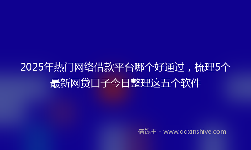 2025年热门网络借款平台哪个好通过，梳理5个最新网贷口子今日整理这五个软件