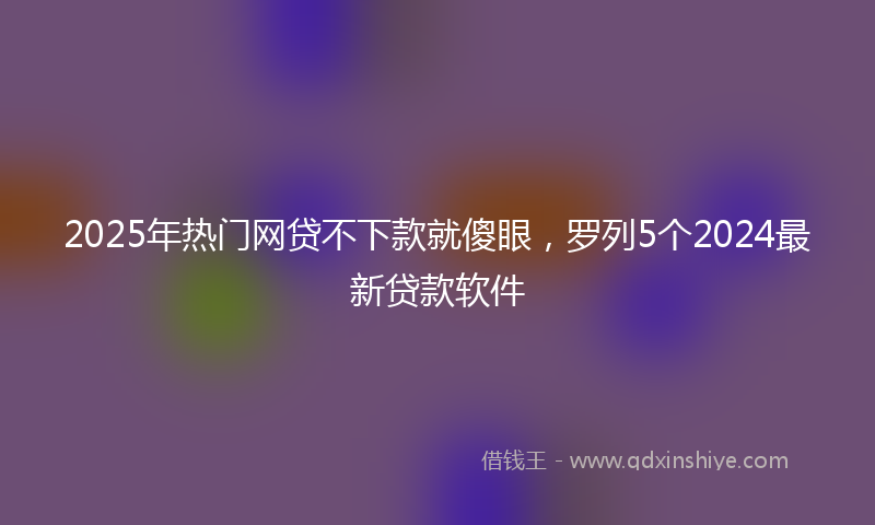 2025年热门网贷不下款就傻眼，罗列5个2024最新贷款软件