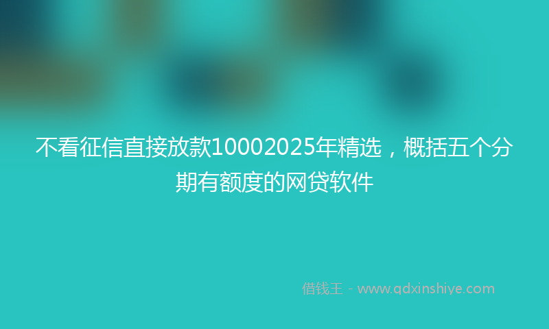 不看征信直接放款10002025年精选，概括五个分期有额度的网贷软件