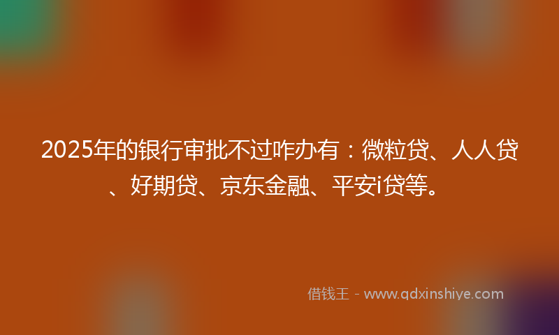 2025年的银行审批不过咋办有：微粒贷、人人贷、好期贷、京东金融、平安i贷等。