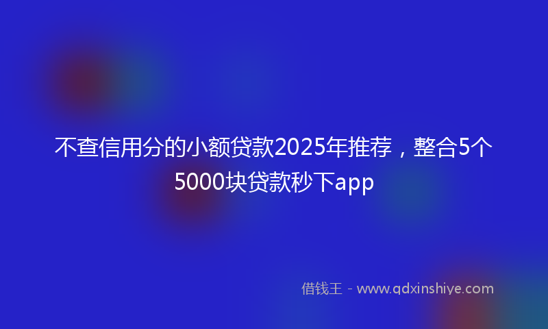 不查信用分的小额贷款2025年推荐，整合5个5000块贷款秒下app