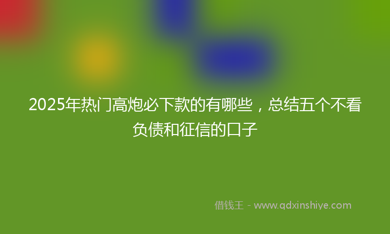 2025年热门高炮必下款的有哪些,总结五个不看负债和征信的口子