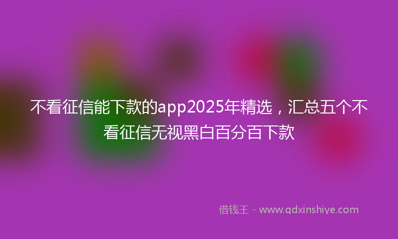 不看征信能下款的app2025年精选，汇总五个不看征信无视黑白百分百下款