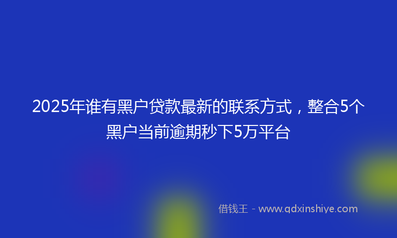 2025年谁有黑户贷款最新的联系方式，整合5个黑户当前逾期秒下5万平台