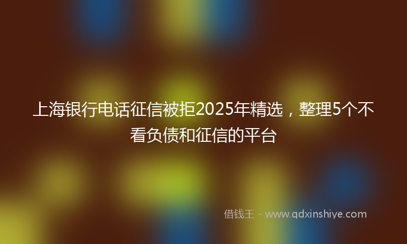 上海银行电话征信被拒2025年精选，整理5个不看负债和征信的平台