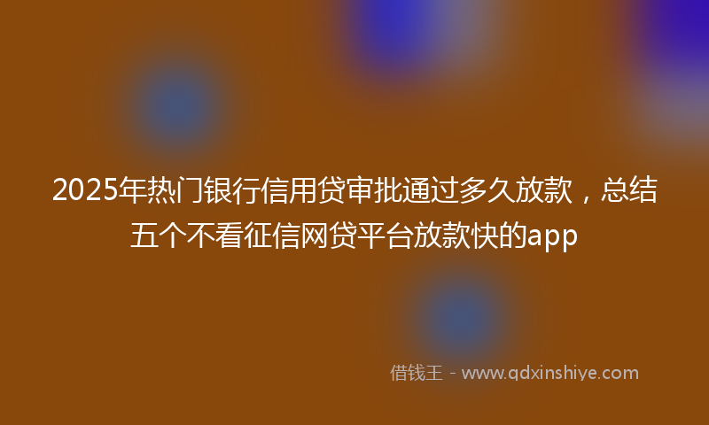 2025年热门银行信用贷审批通过多久放款，总结五个不看征信网贷平台放款快的app