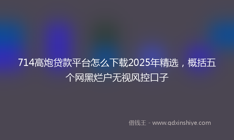 714高炮贷款平台怎么下载2025年精选，概括五个网黑烂户无视风控口子