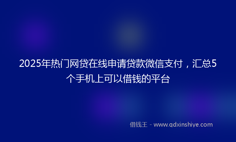 2025年热门网贷在线申请贷款微信支付，汇总5个手机上可以借钱的平台