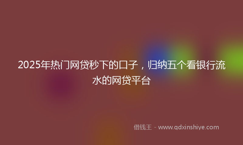 2025年热门网贷秒下的口子，归纳五个看银行流水的网贷平台