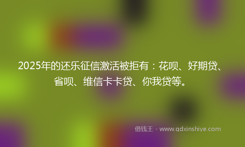 2025年的还乐征信激活被拒有:花呗、好期贷、省呗、维信卡卡贷、你我贷等。