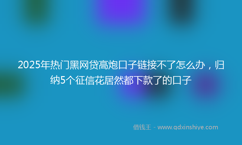 2025年热门黑网贷高炮口子链接不了怎么办,归纳5个征信花居然都下款了的口子