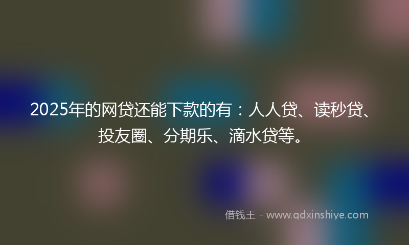 2025年的网贷还能下款的有：人人贷、读秒贷、投友圈、分期乐、滴水贷等。