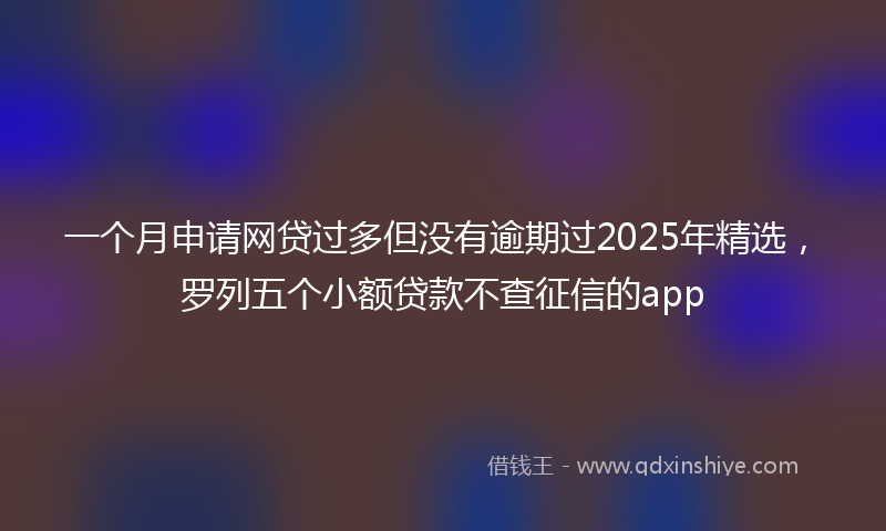 一个月申请网贷过多但没有逾期过2025年精选，罗列五个小额贷款不查征信的app