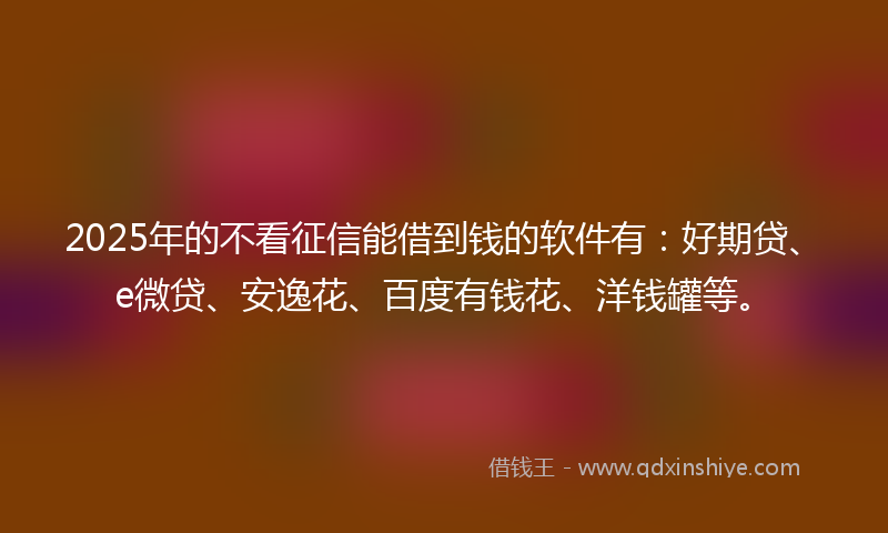 2025年的不看征信能借到钱的软件有：好期贷、e微贷、安逸花、百度有钱花、洋钱罐等。