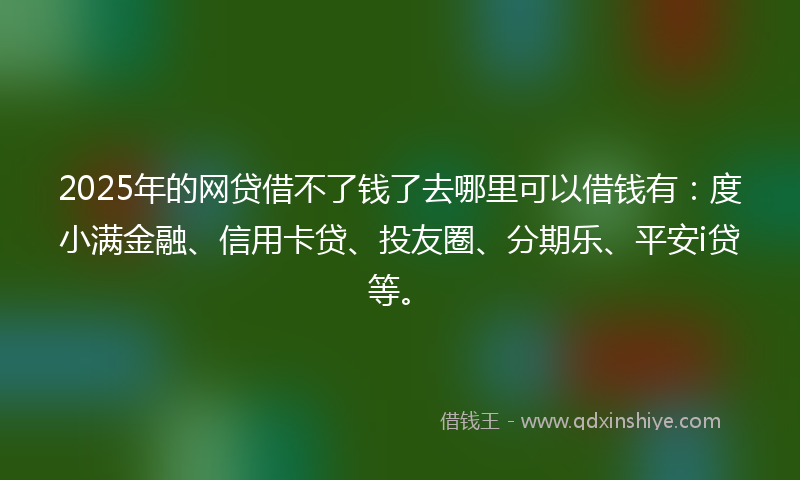 2025年的网贷借不了钱了去哪里可以借钱有：度小满金融、信用卡贷、投友圈、分期乐、平安i贷等。