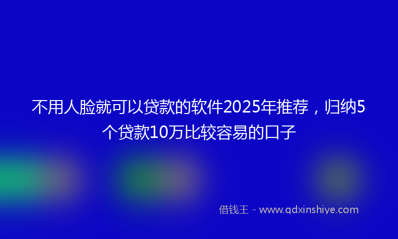 不用人脸就可以贷款的软件2025年推荐，归纳5个贷款10万比较容易的口子
