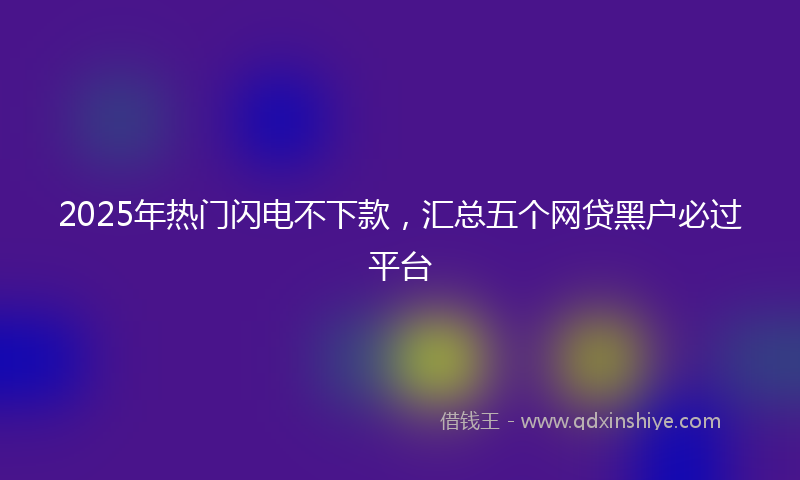 2025年热门闪电不下款，汇总五个网贷黑户必过平台