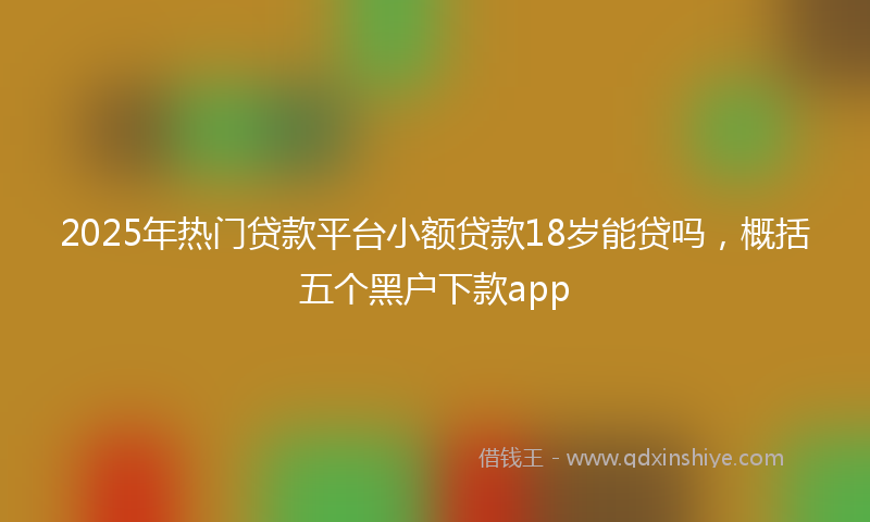 2025年热门贷款平台小额贷款18岁能贷吗，概括五个黑户下款app