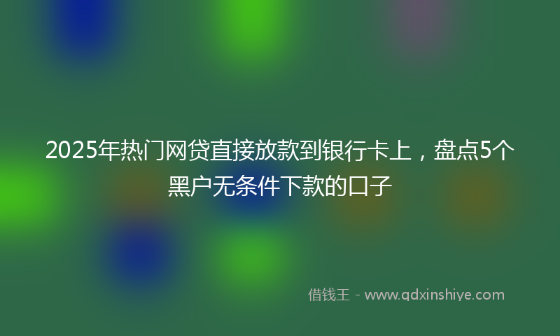 2025年热门网贷直接放款到银行卡上,盘点5个黑户无条件下款的口子