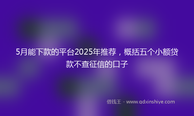 5月能下款的平台2025年推荐，概括五个小额贷款不查征信的口子