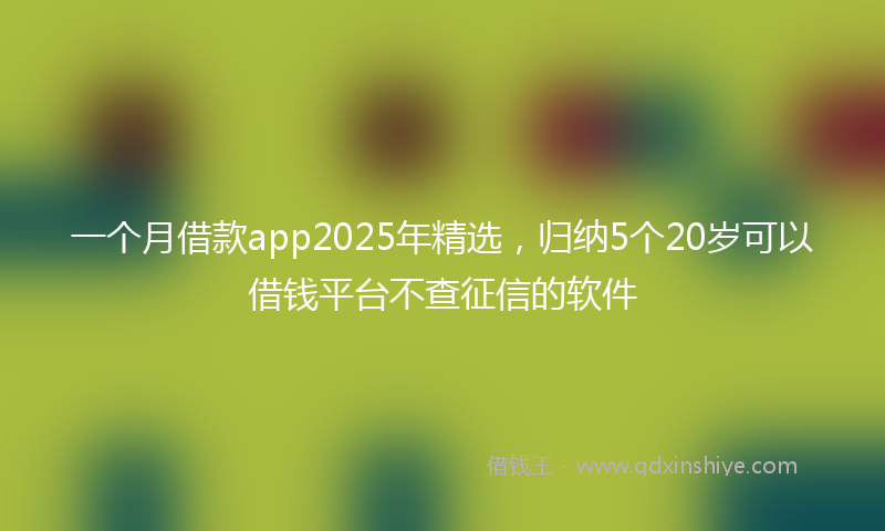 一个月借款app2025年精选，归纳5个20岁可以借钱平台不查征信的软件
