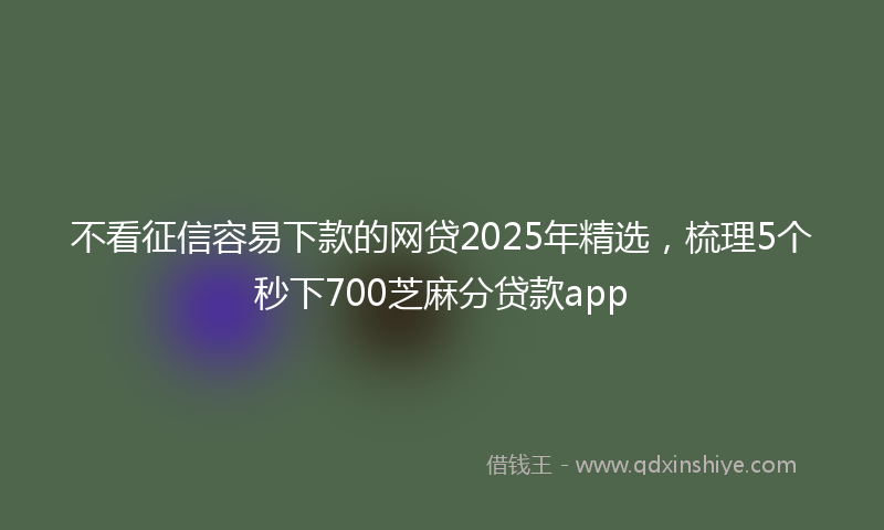 不看征信容易下款的网贷2025年精选，梳理5个秒下700芝麻分贷款app