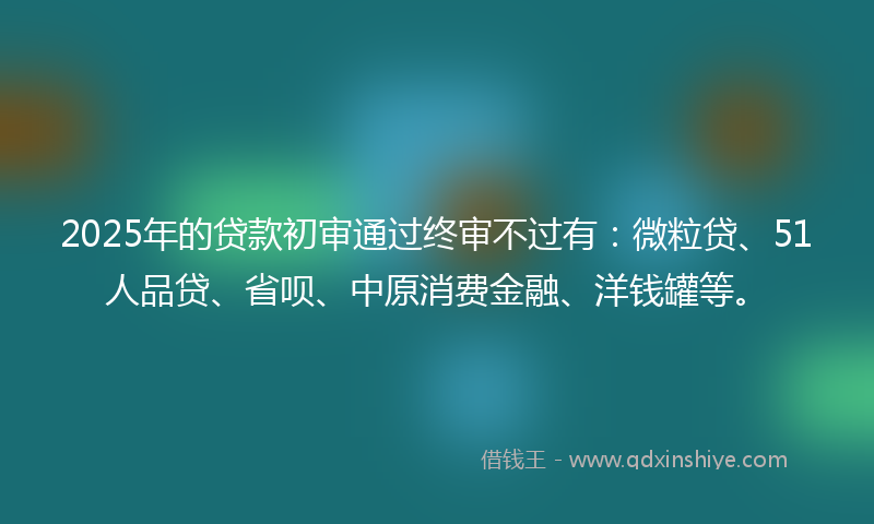 2025年的贷款初审通过终审不过有：微粒贷、51人品贷、省呗、中原消费金融、洋钱罐等。