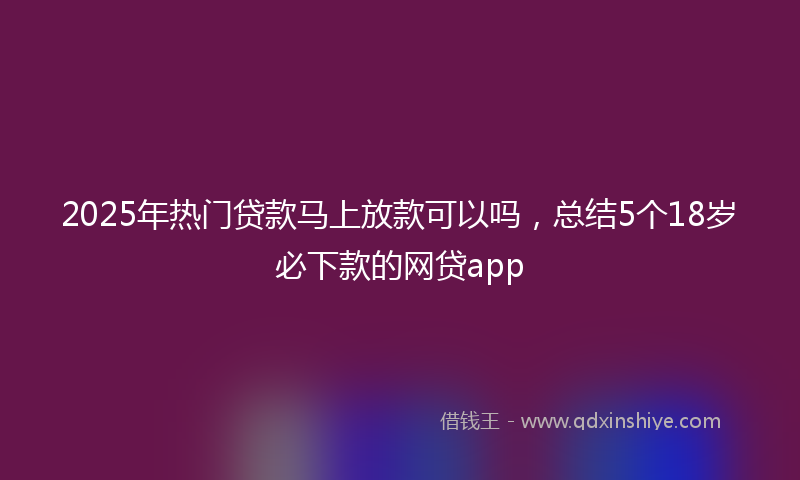 2025年热门贷款马上放款可以吗，总结5个18岁必下款的网贷app