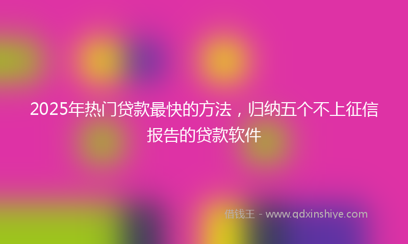 2025年热门贷款最快的方法，归纳五个不上征信报告的贷款软件