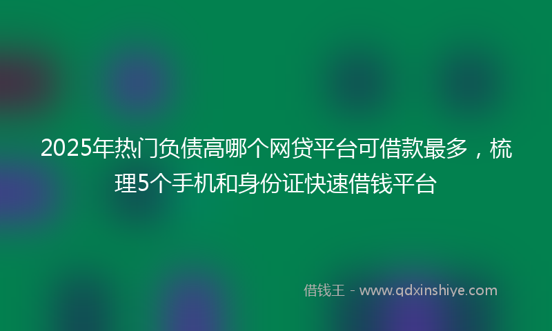 2025年热门负债高哪个网贷平台可借款最多，梳理5个手机和身份证快速借钱平台