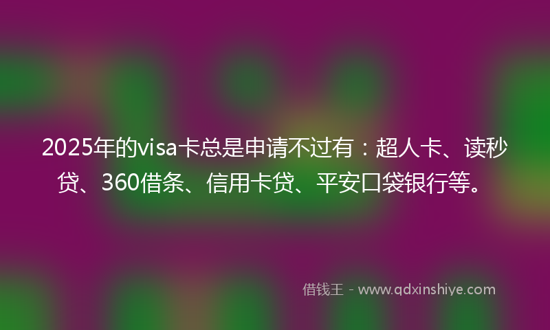 2025年的visa卡总是申请不过有：超人卡、读秒贷、360借条、信用卡贷、平安口袋银行等。