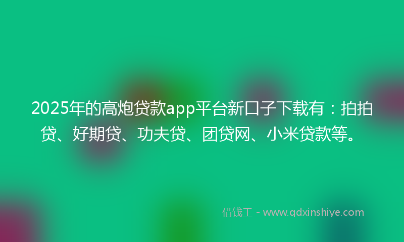 2025年的高炮贷款app平台新口子下载有：拍拍贷、好期贷、功夫贷、团贷网、小米贷款等。