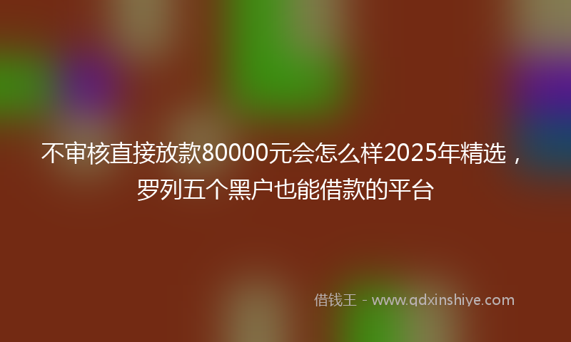 不审核直接放款80000元会怎么样2025年精选，罗列五个黑户也能借款的平台