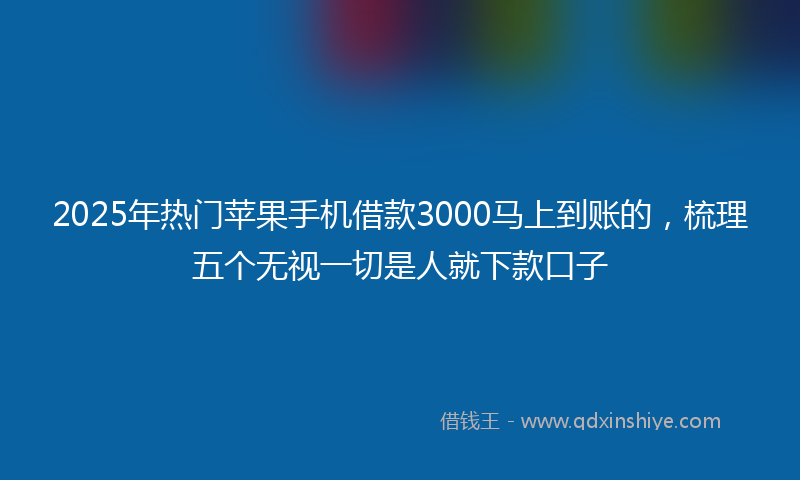 2025年热门苹果手机借款3000马上到账的，梳理五个无视一切是人就下款口子