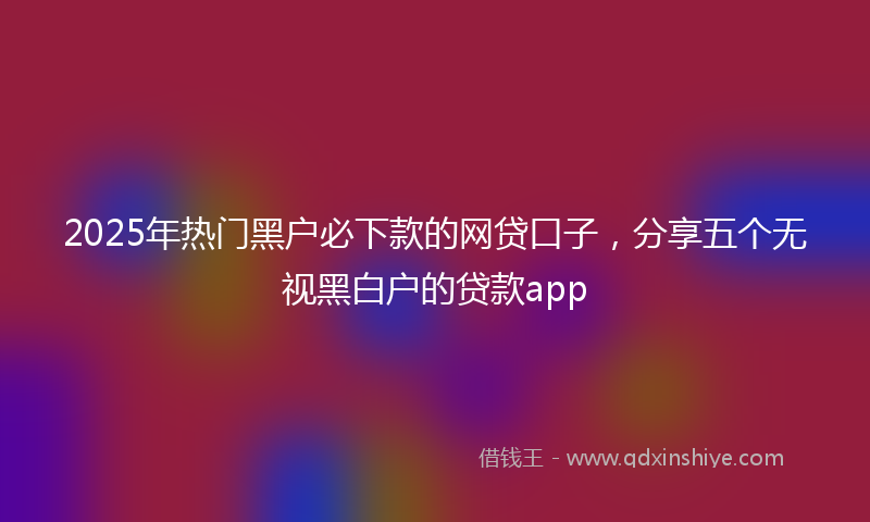2025年热门黑户必下款的网贷口子，分享五个无视黑白户的贷款app