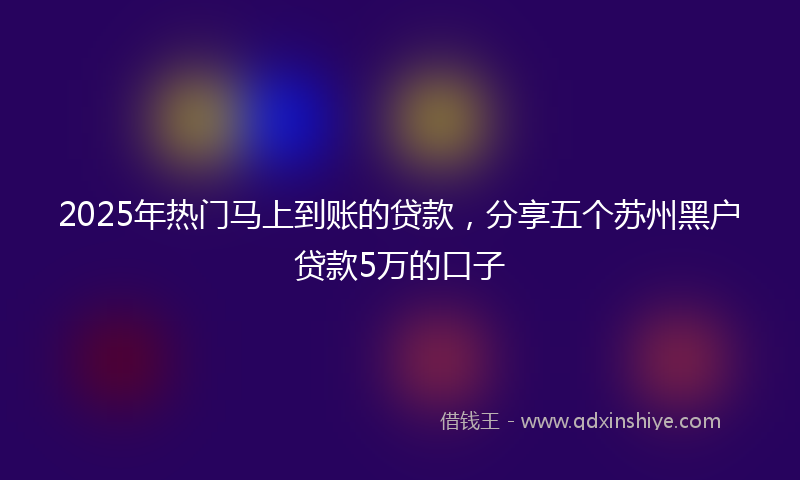 2025年热门马上到账的贷款,分享五个苏州黑户贷款5万的口子