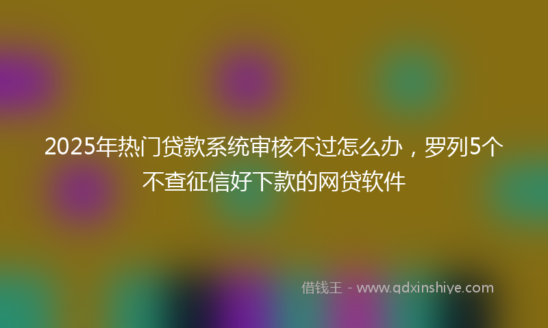 2025年热门贷款系统审核不过怎么办，罗列5个不查征信好下款的网贷软件