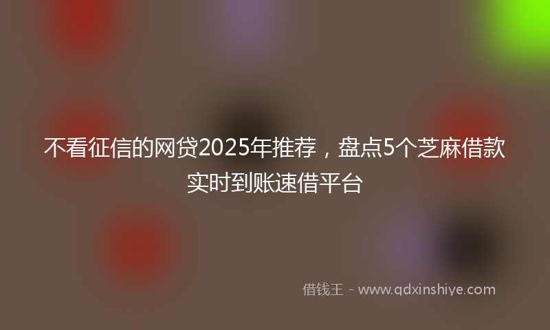 不看征信的网贷2025年推荐，盘点5个芝麻借款实时到账速借平台