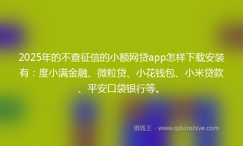 2025年的不查征信的小额网贷app怎样下载安装有：度小满金融、微粒贷、小花钱包、小米贷款、平安口袋银行等。