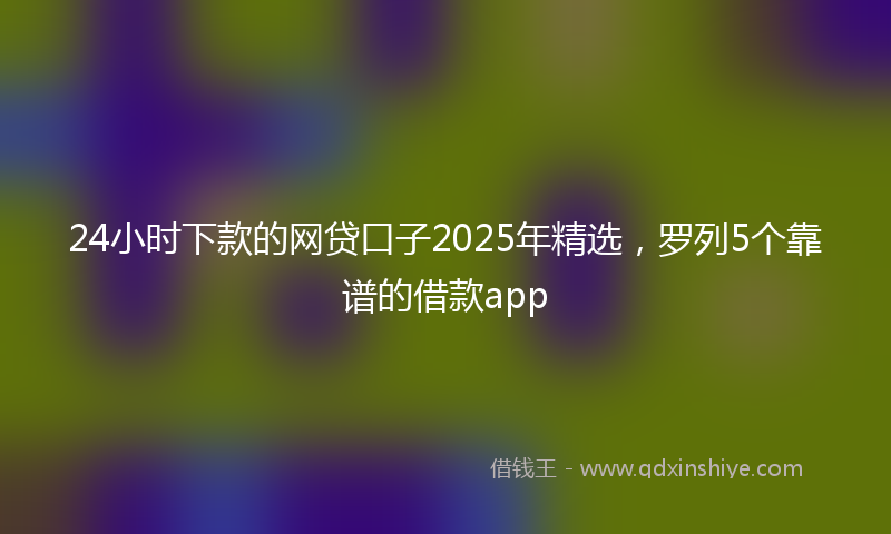 24小时下款的网贷口子2025年精选,罗列5个靠谱的借款app
