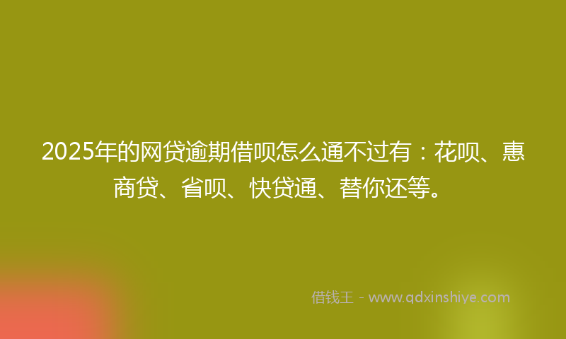 2025年的网贷逾期借呗怎么通不过有：花呗、惠商贷、省呗、快贷通、替你还等。