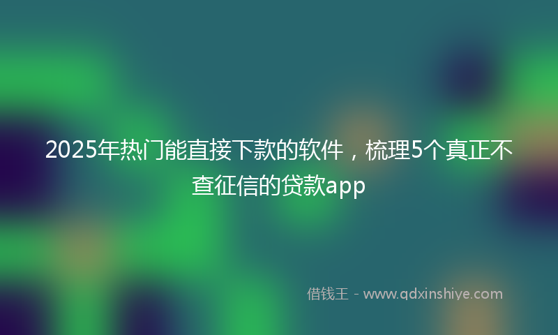 2025年热门能直接下款的软件，梳理5个真正不查征信的贷款app