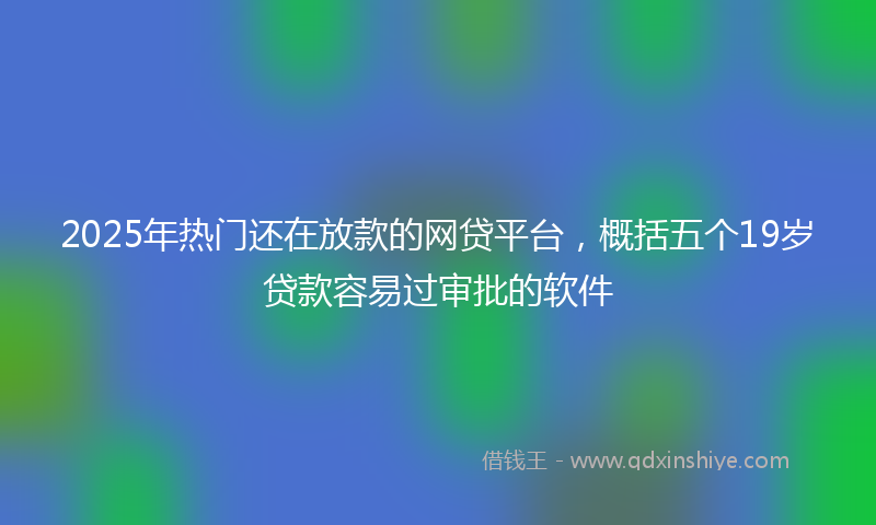 2025年热门还在放款的网贷平台,概括五个19岁贷款容易过审批的软件