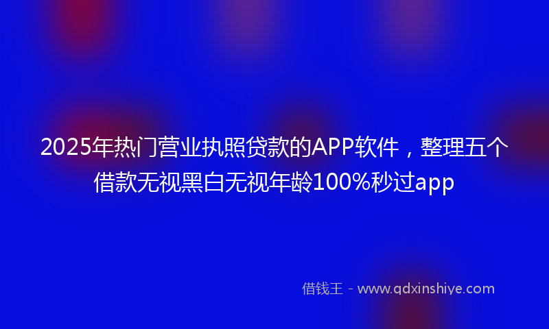 2025年热门营业执照贷款的APP软件，整理五个借款无视黑白无视年龄100%秒过app